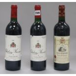 Two bottles of 1991 Chateau Musar one bottle of Vieux Remparts 2005