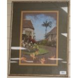 Jean Hervey de Gale, pastel, Church and garden, Montrose 1966, signed, 43 x 29cm