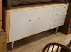 A 1960's Hille's beech and composition veneered sideboard W.183cm