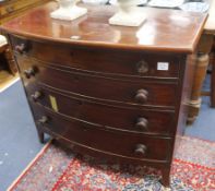 A Regency mahogany four drawer bowfront chest W.95cm