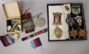 A quantity of WWII Medals and Masonic medals