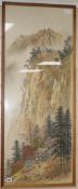 Japanese School, watercolour on silk, mountain landscape, 109 x 42cm