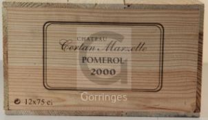 A case of twelve bottles of Chateau Certan Marzelle, Pomerol, 2000,