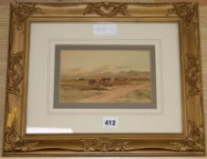 Charles Harrington, watercolour, "Sand Dunes, Norfolk", signed, 11 x 19cm