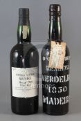 One bottle of Sercial, 1910 and one bottle of D'Oliveiras Reserva Verdelho Madeira, 1850