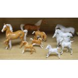 A collection Beswick grey and palomino horses and foals