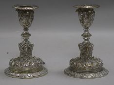 A pair of Elkington plated candlesticks height 14cm