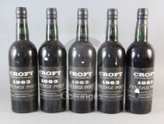 Five bottles of Croft 1963 Vintage Port
