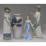 A B&G vase, a Doulton figure of Diana Princess of Wales and two others