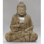 An Asian carved wood Buddha height 41.5cm