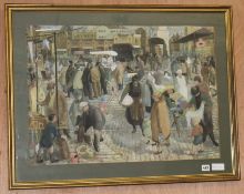 M. Anderson, watercolour, market scene, signed, 51 x 73cm