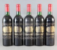 Five bottles of Chateau Palmer, Margaux, 1986