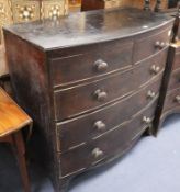 A Regency mahogany five drawer bowfront chest W.104cm