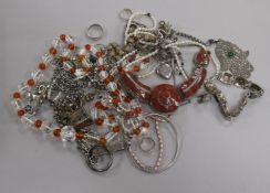 A collection of assorted silver and other jewellery.