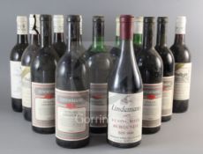 Fourteen assorted Australian wines, including five Lindemans Nyrang Hermitage, 1980, one bottle of