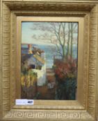 Ernest R. Fox, pair of oils on panel, 'Near Newlyn' and 'View of St Michaels Mount', signed, 35 x
