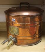 A Victorian copper health exhibition gold medal tea urn