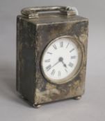 A late Victorian silver cased carriage timepiece, Charles Dimier, London, 1900, with later