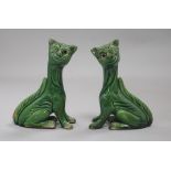 A pair of Louis Wain style pottery cats height 13cm