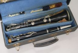 A Boosey and Hawkes B flat clarinet, cased