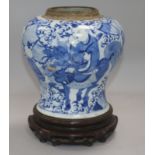 An 18th century Chinese blue and white 'boys' jar, mounted as a lamp height 27cm incl. base