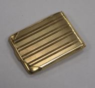 A late 1920's 9ct gold matchbook case, 59mm.