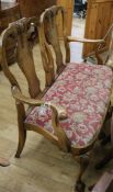 A Queen Anne style walnut chair-back settee W.125cm