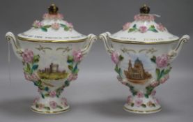 A Coalport two handled lidded vase and another height 20cm (a.f.)