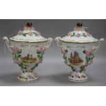 A Coalport two handled lidded vase and another height 20cm (a.f.)