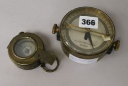 A telegraph works compass and a World War II compass