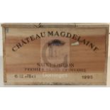 A case of twelve bottles of Chateau Magdelaine, Saint Emillion, 1995.