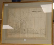 Rock & Co Publ., engraving, illustrated map of Brighton and it's vicinity, 46 x 59cm