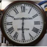 A Martin and Brown Brighton wall clock (original movement replaced with quartz movement) 91cm