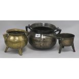 A skillet and two other pots largest diameter 18cm