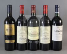 Two bottles of Chateau Labegorce, Margaux, 2000, one bottle of Baron de Brane, Margaux 1995, one