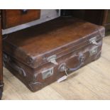 A leather fitted suitcase W.70cm