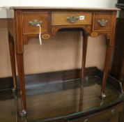 A George III style inlaid mahogany side lowboy W.76cm