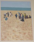 Arthur Hackney, gouache, beach scene, signed and dated '92, 45 x 33cm