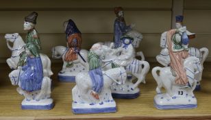 Eight Rye pottery figures tallest 25cm