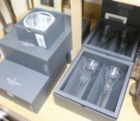 Six boxed sets of two Waterford cut crystal Millennium toasting glasses and a Waterford cut