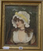 Attributed to Charles Selem Lidderdale, painted porcelain plaque of a young lady, 33 x 27cm