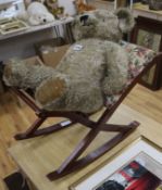 A 1930s English teddy bear and chair