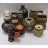 Four Louis Hudson vases and other studio pottery vessels