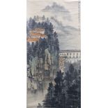 A Chinese landscape scroll painting