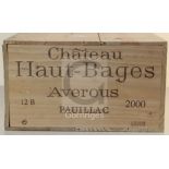 A case of twelve bottles of Chateau Haut-Bages Averous, Pauillac 2000