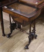 A Victorian inlaid walnut sewing table W.61cm