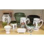 A collection of Holkham Pottery wares, including Festival of the City of London pieces designed by