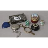 A paste set snuff box, pocket watch etc