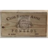 A case of twelve bottles of Chateau Sainte Anne, Pomerol 2001