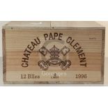 A case of twelve bottles of Chateau Pape Clement, 1996